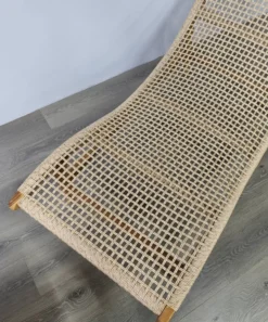 Chaise longue/ transat tressé en teck