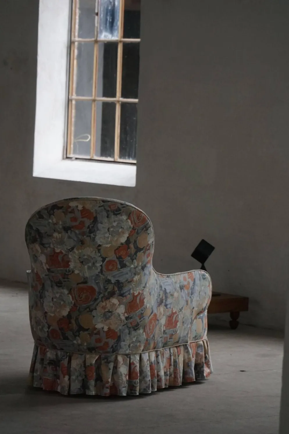 Chaise longue vintage/Canapé avec tapisserie florale, design danois moderne, années 1950