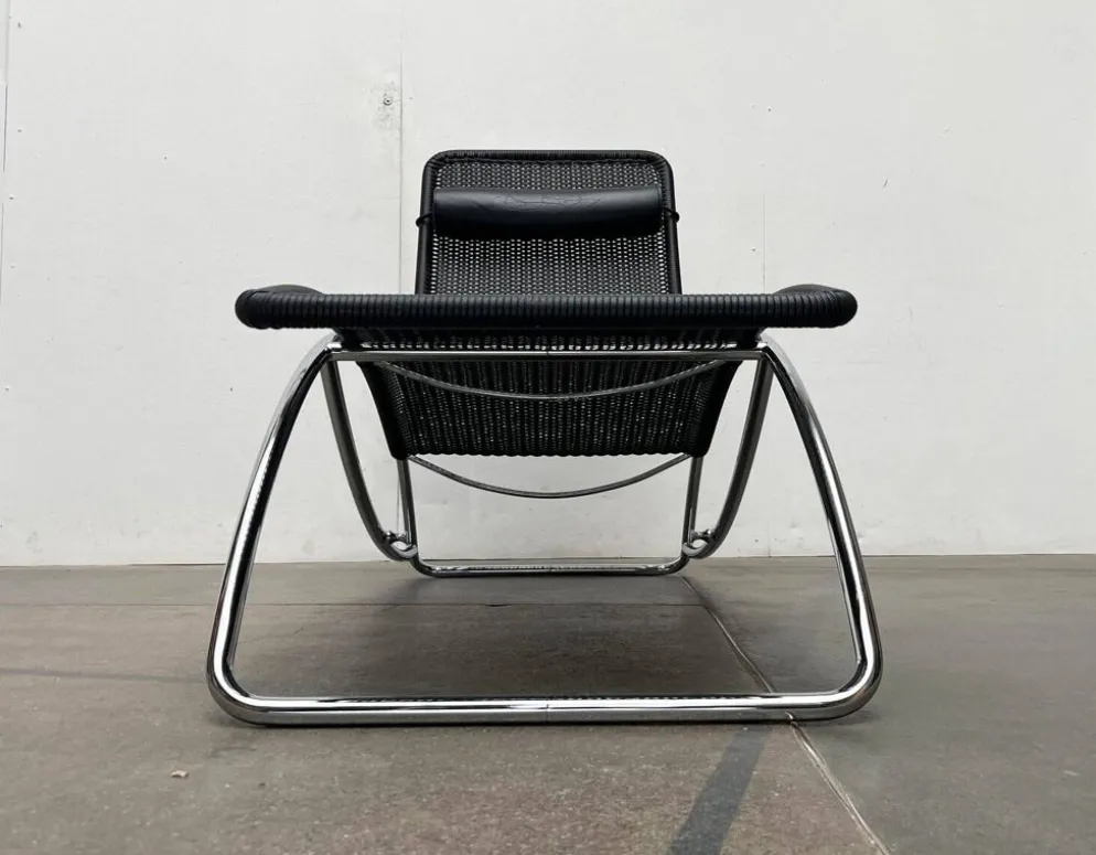 Chaise longue vintage modèle S 828 en acier tubulaire par Torben Skov pour Thonet, années 1980