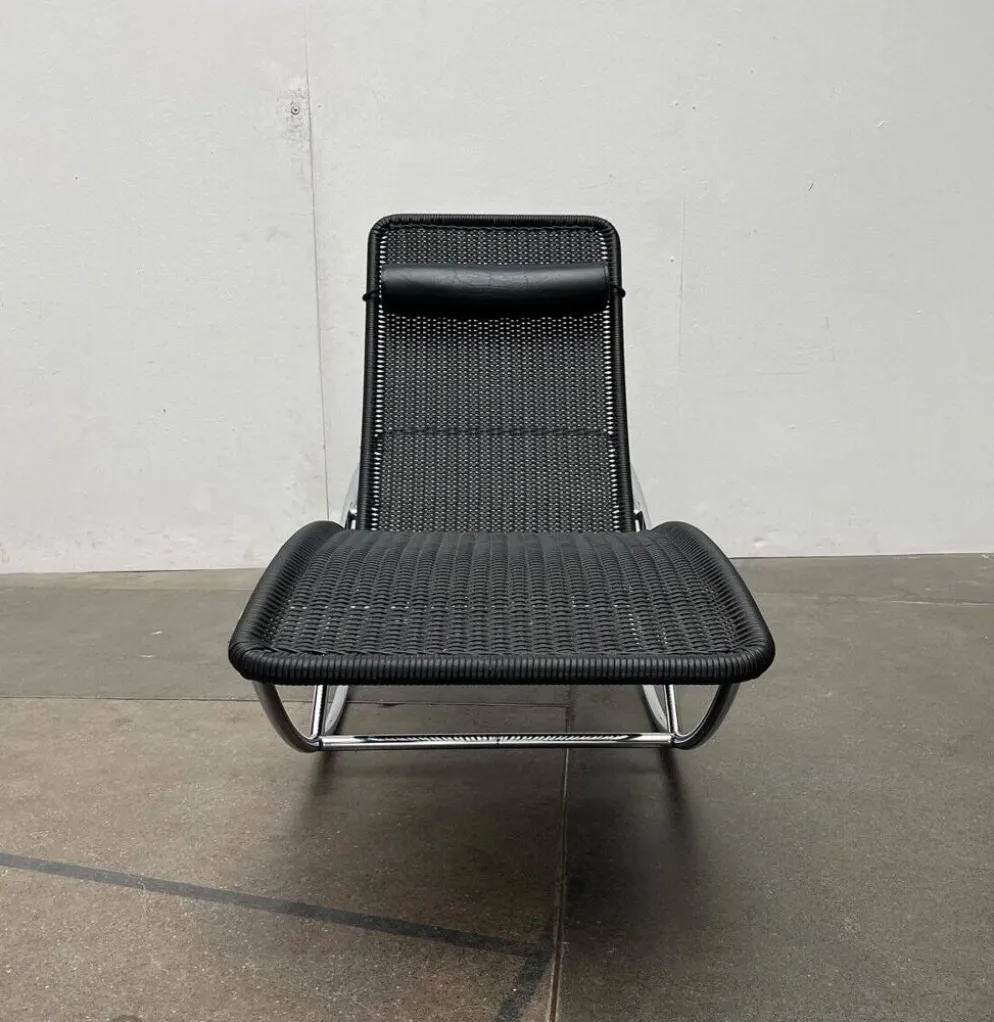 Chaise longue vintage modèle S 828 en acier tubulaire par Torben Skov pour Thonet, années 1980