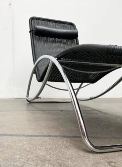 Chaise longue vintage modèle S 828 en acier tubulaire par Torben Skov pour Thonet, années 1980