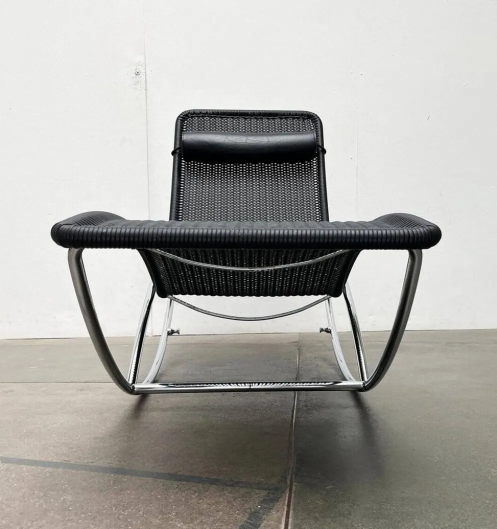 Chaise longue vintage modèle S 828 en acier tubulaire par Torben Skov pour Thonet, années 1980