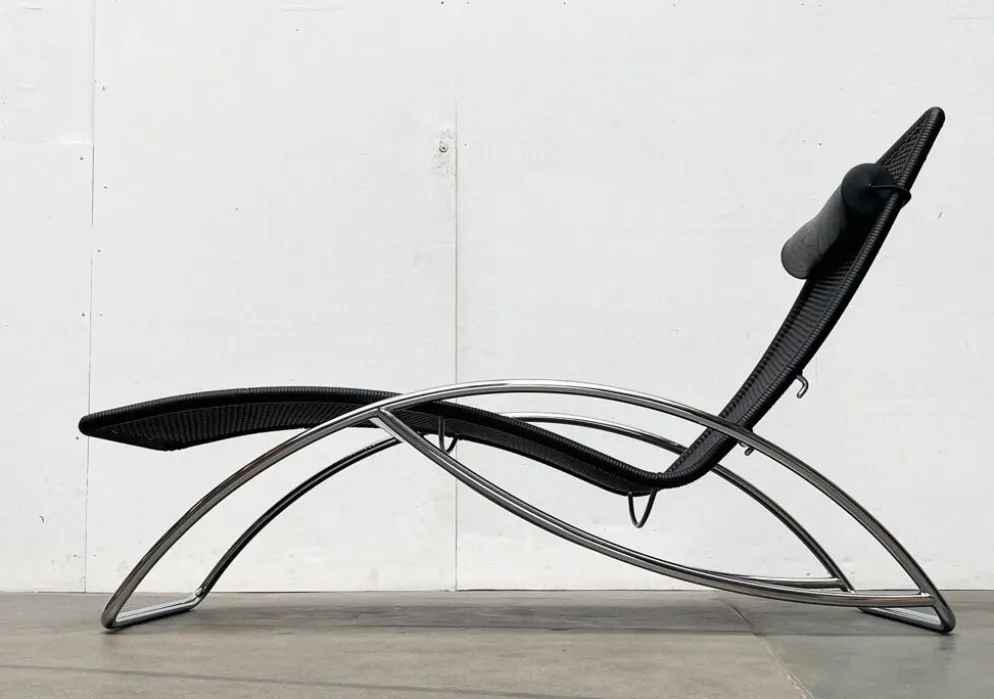 Chaise longue vintage modèle S 828 en acier tubulaire par Torben Skov pour Thonet, années 1980