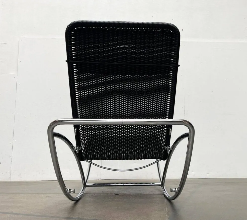 Chaise longue vintage modèle S 828 en acier tubulaire par Torben Skov pour Thonet, années 1980