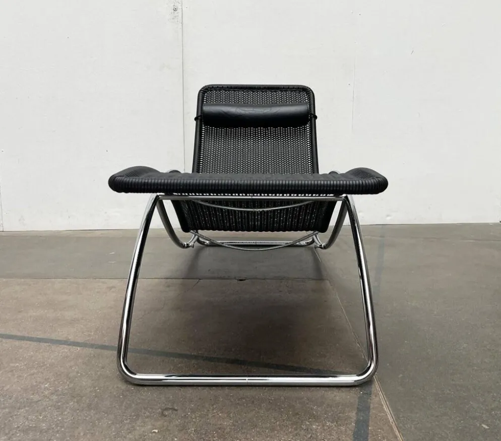 Chaise longue vintage modèle S 828 en acier tubulaire par Torben Skov pour Thonet, années 1980