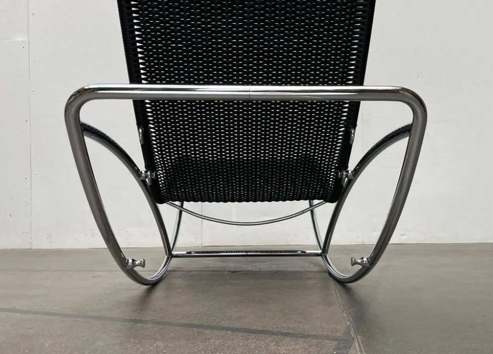 Chaise longue vintage modèle S 828 en acier tubulaire par Torben Skov pour Thonet, années 1980