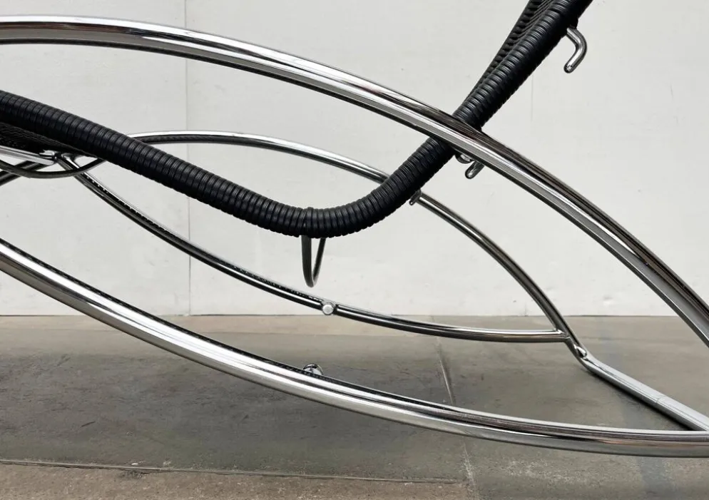 Chaise longue vintage modèle S 828 en acier tubulaire par Torben Skov pour Thonet, années 1980