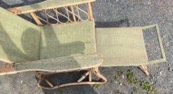 Chaise longue vintage osier rotin