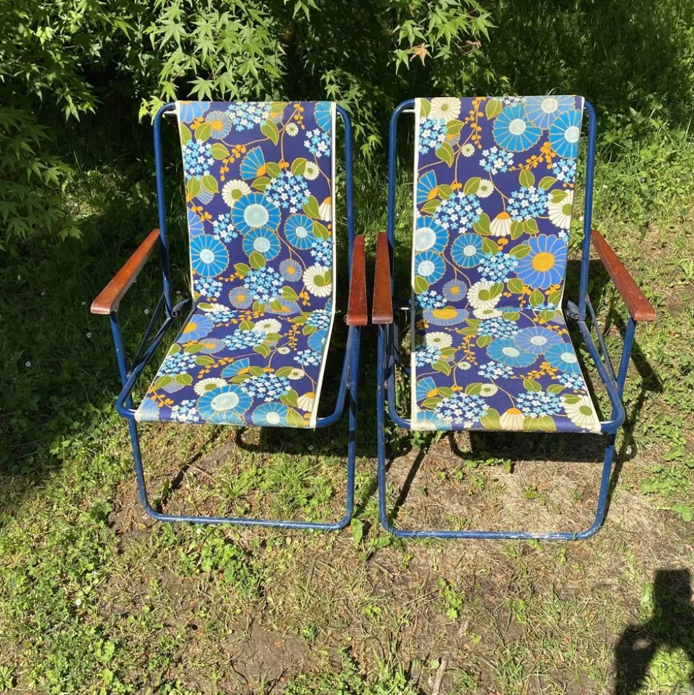 Chaises de camping pliantes années 70 , chaises de jardin