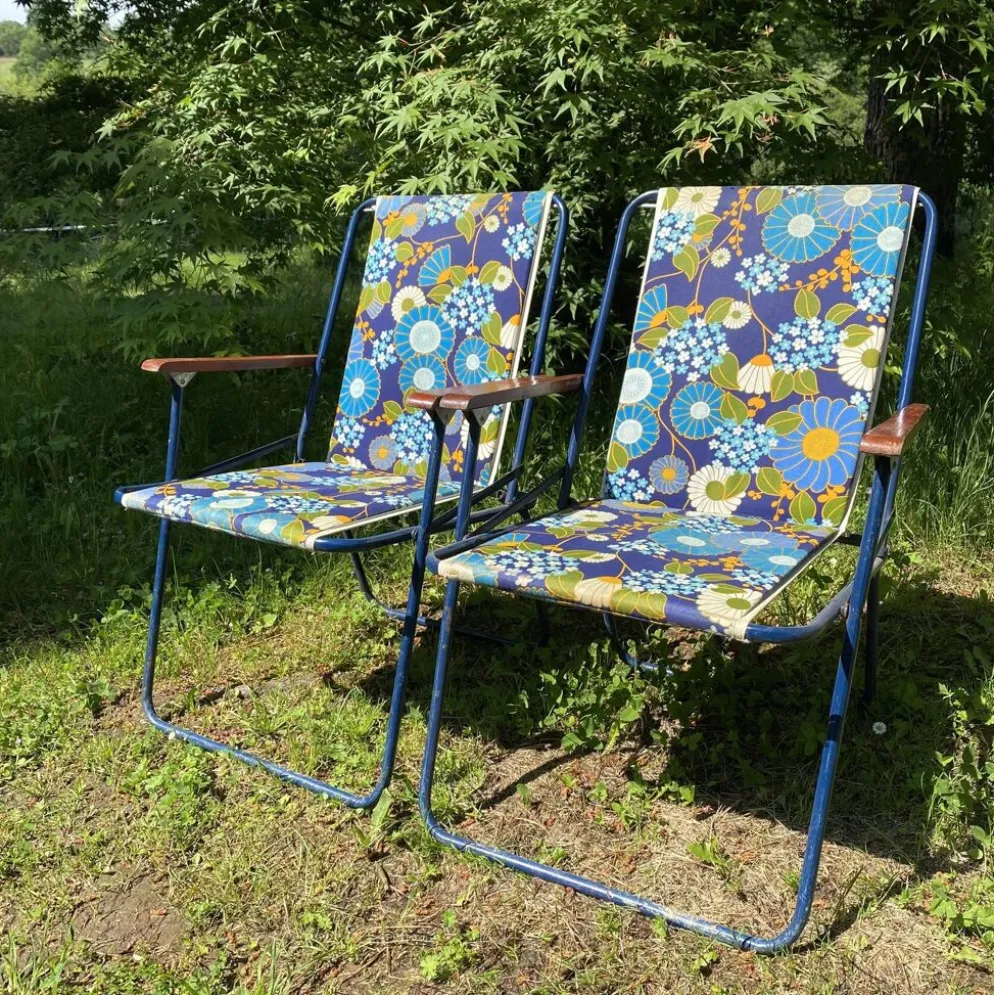 Chaises de camping pliantes années 70 , chaises de jardin