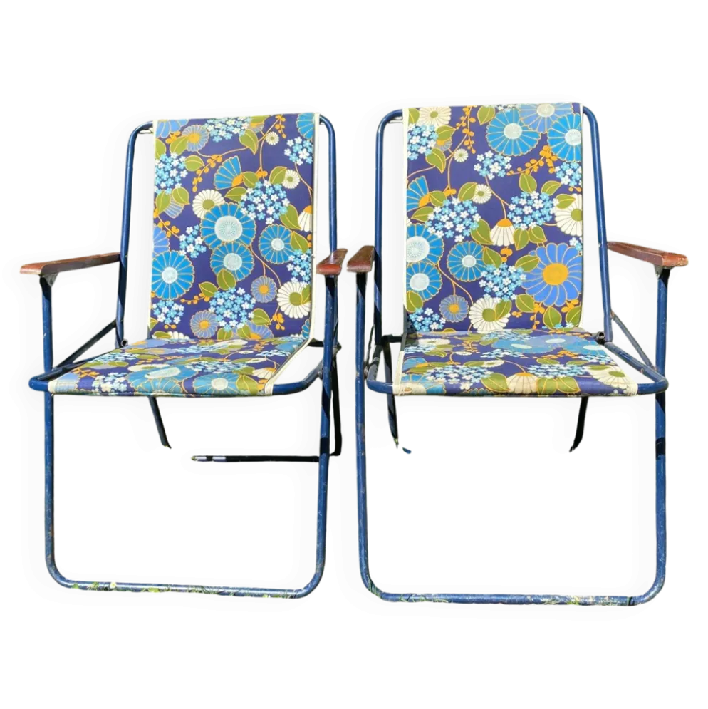 Chaises de camping pliantes années 70 , chaises de jardin