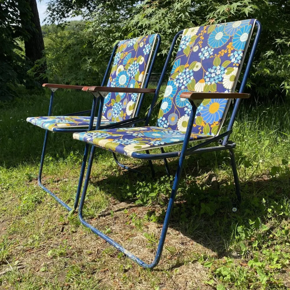 Chaises de camping pliantes années 70 , chaises de jardin