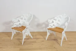 Chaises de jardin en fonte de style victorien Coalbrookdale, Royaume-Uni, années 1950, ensemble de 2.