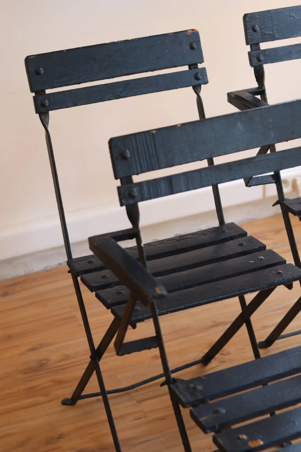 4 chaises de jardin pliantes, années 50