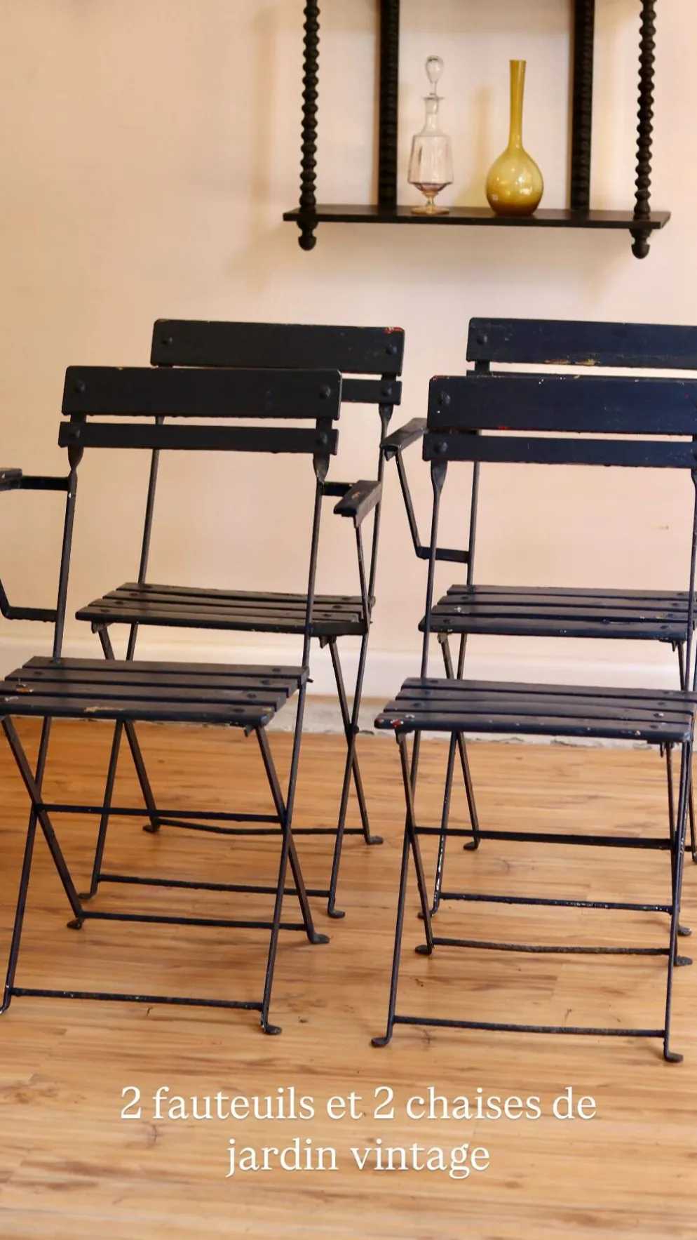 4 chaises de jardin pliantes, années 50