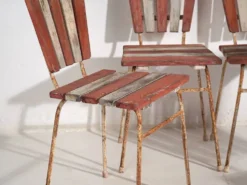 4 chaises de jardin rouges, c.1920