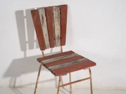 4 chaises de jardin rouges, c.1920