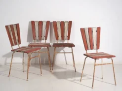 4 chaises de jardin rouges, c.1920