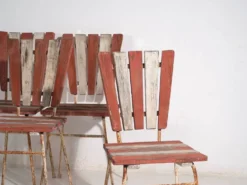 4 chaises de jardin rouges, c.1920