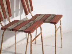 4 chaises de jardin rouges, c.1920