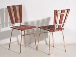 4 chaises de jardin rouges, c.1920