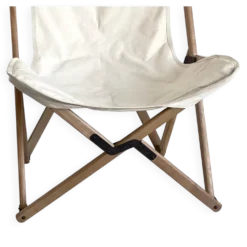 Chaises de jardin vintage en bois et toile blanche
