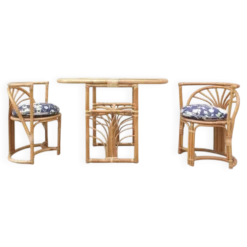 Chaises en Bambou, Italie, années 1960, lot de 3