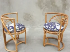 Chaises en Bambou, Italie, années 1960, lot de 3
