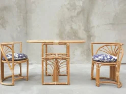 Chaises en Bambou, Italie, années 1960, lot de 3