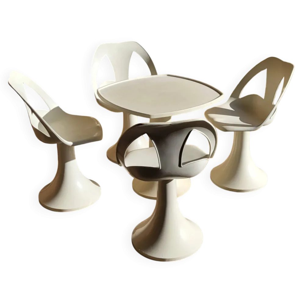 4 chaises et 1 Tabel Space Age 1960's