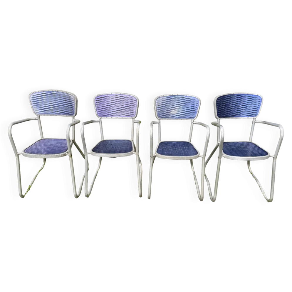 4 chaises fauteuils jardin design Gaston Viort