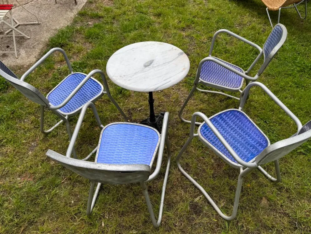 4 chaises fauteuils jardin design Gaston Viort