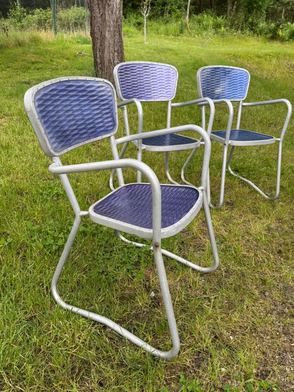 4 chaises fauteuils jardin design Gaston Viort