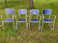 4 chaises fauteuils jardin design Gaston Viort