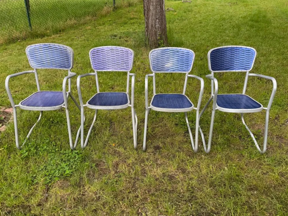 4 chaises fauteuils jardin design Gaston Viort
