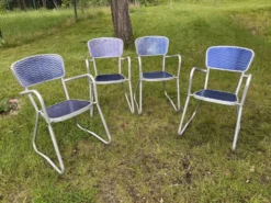 4 chaises fauteuils jardin design Gaston Viort