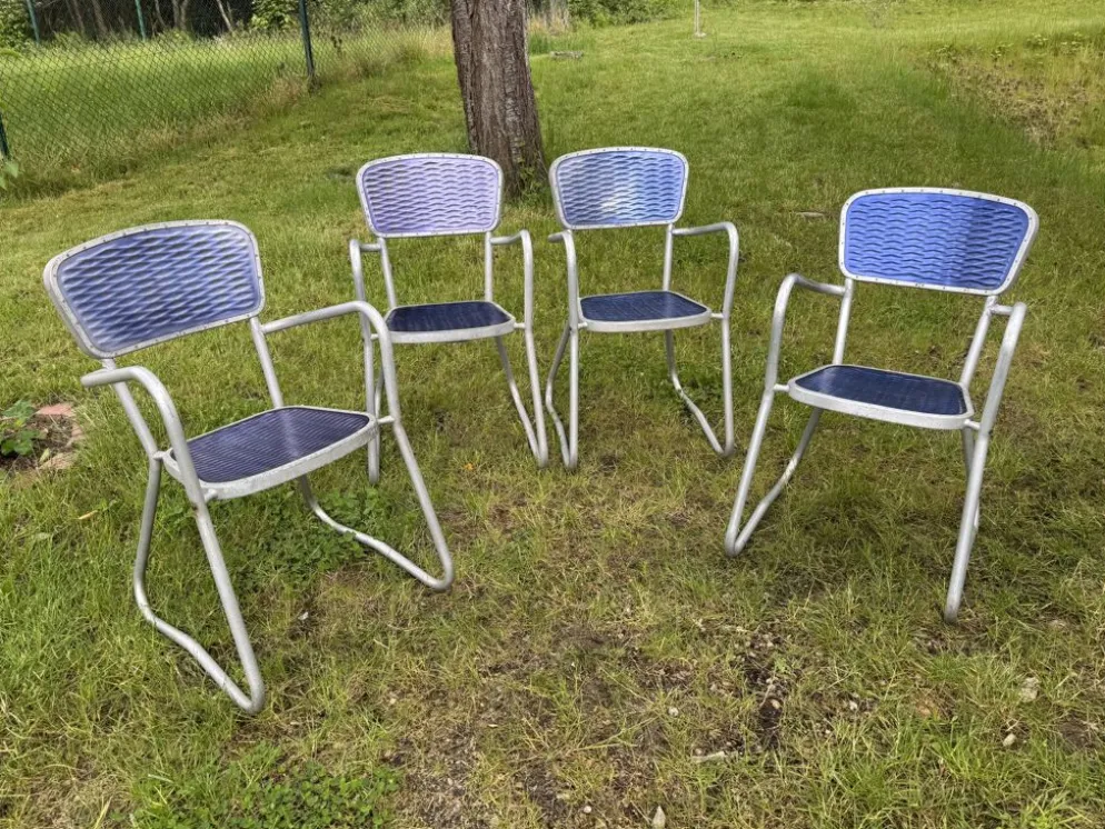 4 chaises fauteuils jardin design Gaston Viort