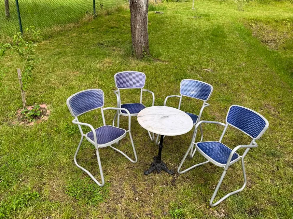 4 chaises fauteuils jardin design Gaston Viort