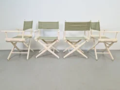 Chaises pliantes de directeur en bois vintage, années 1960, ensemble de 4
