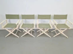 Chaises pliantes de directeur en bois vintage, années 1960, ensemble de 4