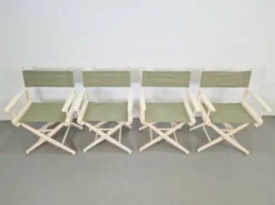 Chaises pliantes de directeur en bois vintage, années 1960, ensemble de 4
