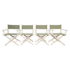 Chaises pliantes de directeur en bois vintage, années 1960, ensemble de 4