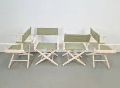 Chaises pliantes de directeur en bois vintage, années 1960, ensemble de 4