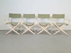 Chaises pliantes de directeur en bois vintage, années 1960, ensemble de 4