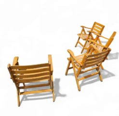 4 chaises pliantes par Ico & Luisa Parisi pour Reguitti, Italie, années 1970