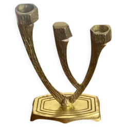 Chandelier, menorah brutaliste, Wainberg, en laiton