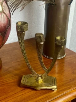 Chandelier, menorah brutaliste, Wainberg, en laiton