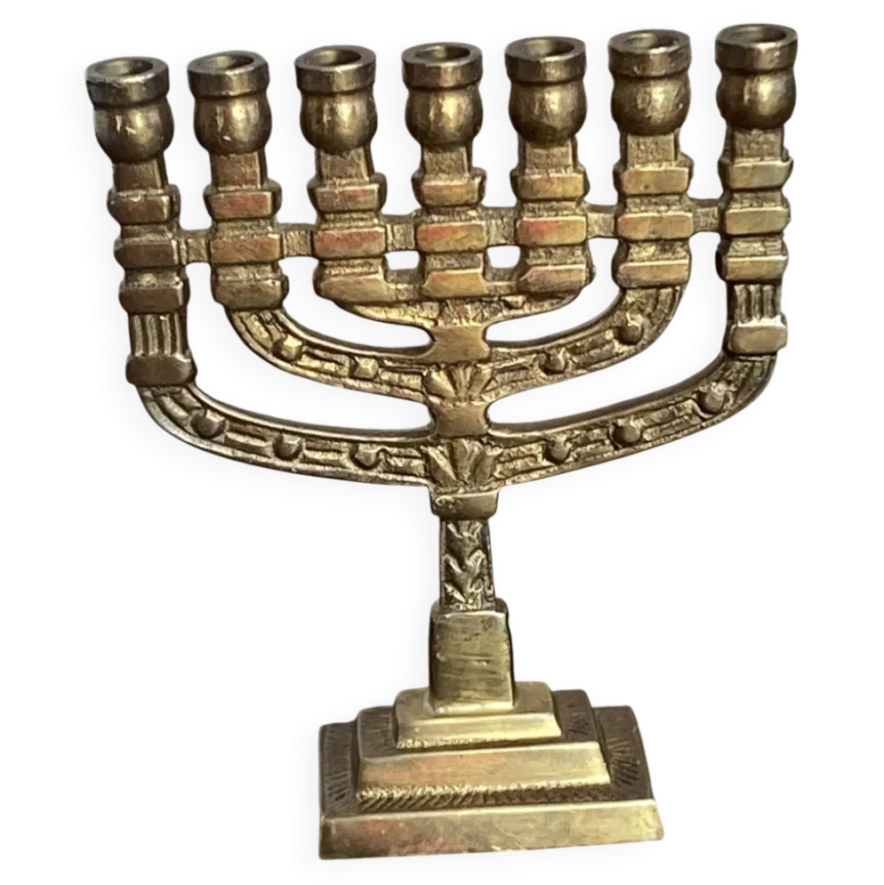 Chandelier, menorah à sept branches, en laiton