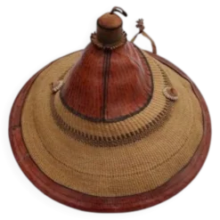 Chapeau africain Nigéria, paille et cuir