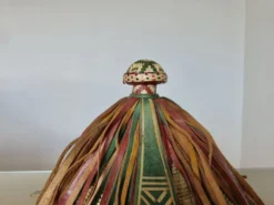 Chapeau conique africain, Fulani, en cuir et corde tressée, année 1900